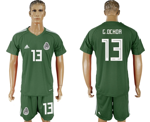 Mexico #13 G.Ochoa Green Goalkeeper Soccer Country Jersey - Click Image to Close